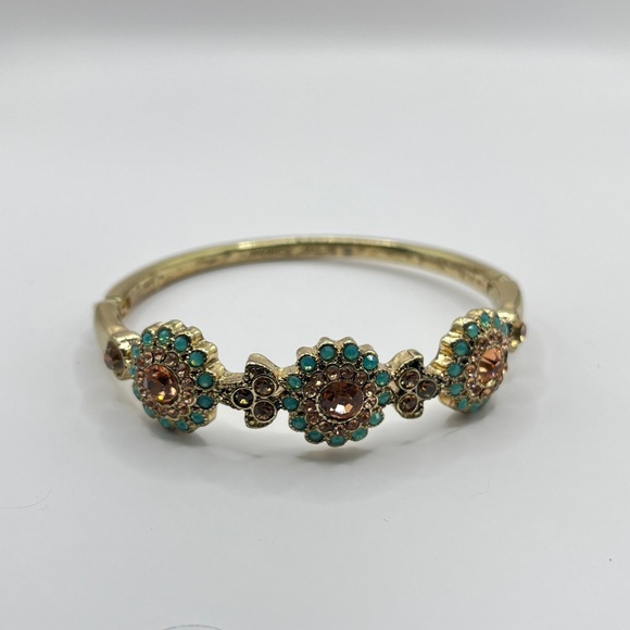 Betsey Johnson Jewelry - Betsey Johnson Mint and Pink Stone Flower Hinge Bracelet